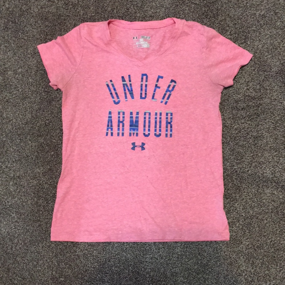 Kids pink under armour vneck tshirt